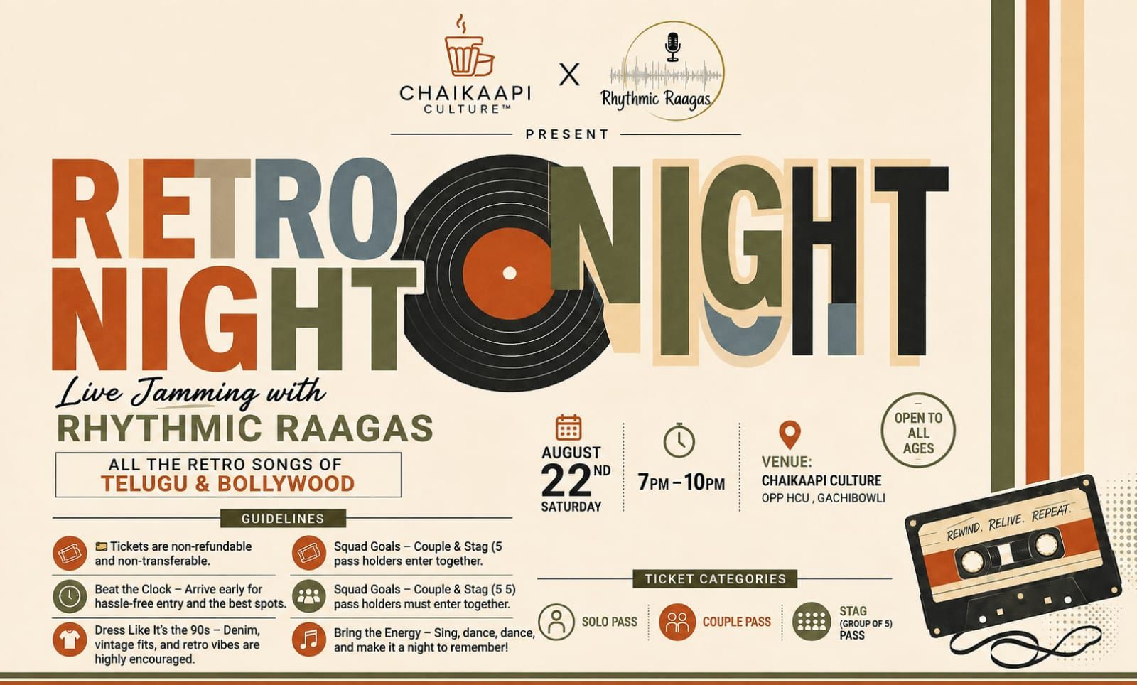 Retro Night live jamming by band Rhythmicraagas